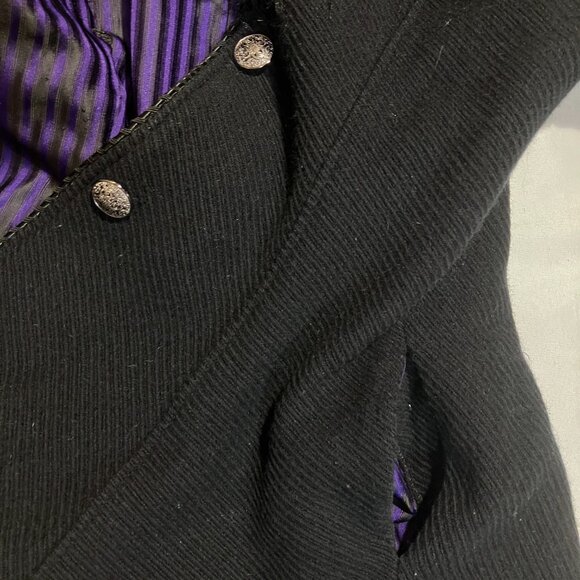 Vtg Y2K Lip Service Wicked Winter Faux Fur Goth Victorian Steampunk Tail Coat - Picture 8 of 9